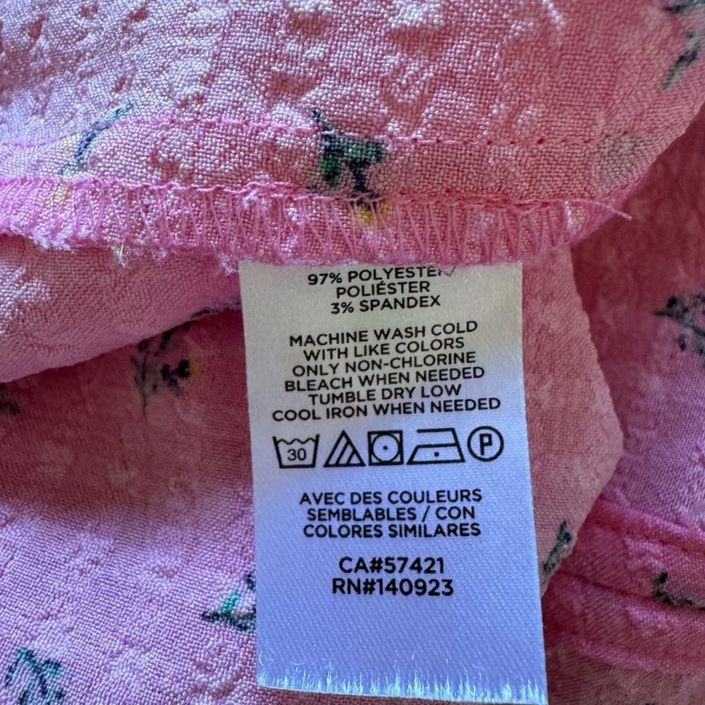 Loft Womens Pink w Blue Flowers Cap Sleeveless Top Size Small - Picture 6 of 6
